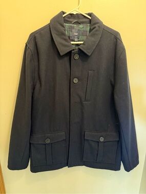 Gap Men's Navy Wool Blend Button-Front Jacket